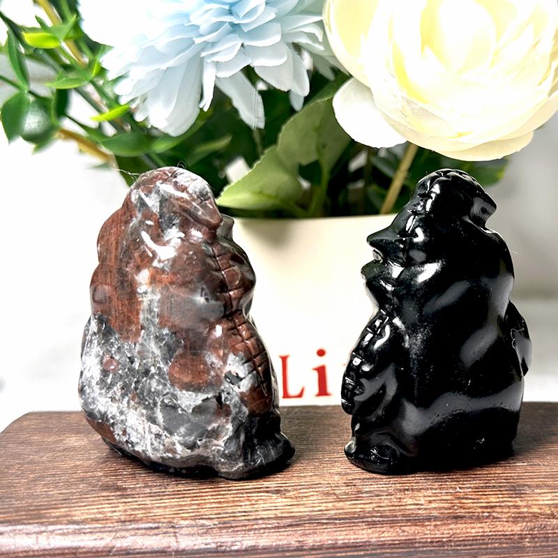 New Arrival Natural Black Obsidian Oogie boogieGhost Carvings Yooperlite Crystal Figurines For Halloween