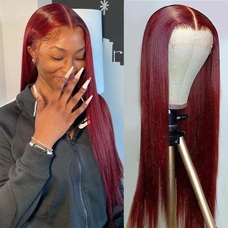 BABOSHOW 99J Burgundy Lace Front Wigs Human Hair Straight 13x6 HD Transparent Lace Frontal Wigs Human Hair Pre Plucked with Baby Hair 99J Body Wave Colored Lace Front Hair Wigs for Women