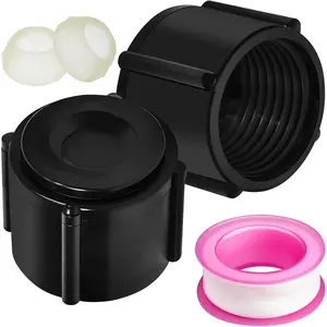 2Pcs Black Drain Cap Sealing Cover with Seal and Tape, Long Service Life Good Material Suitable for Travel Trailers RVs Campers and Pipe Fittings