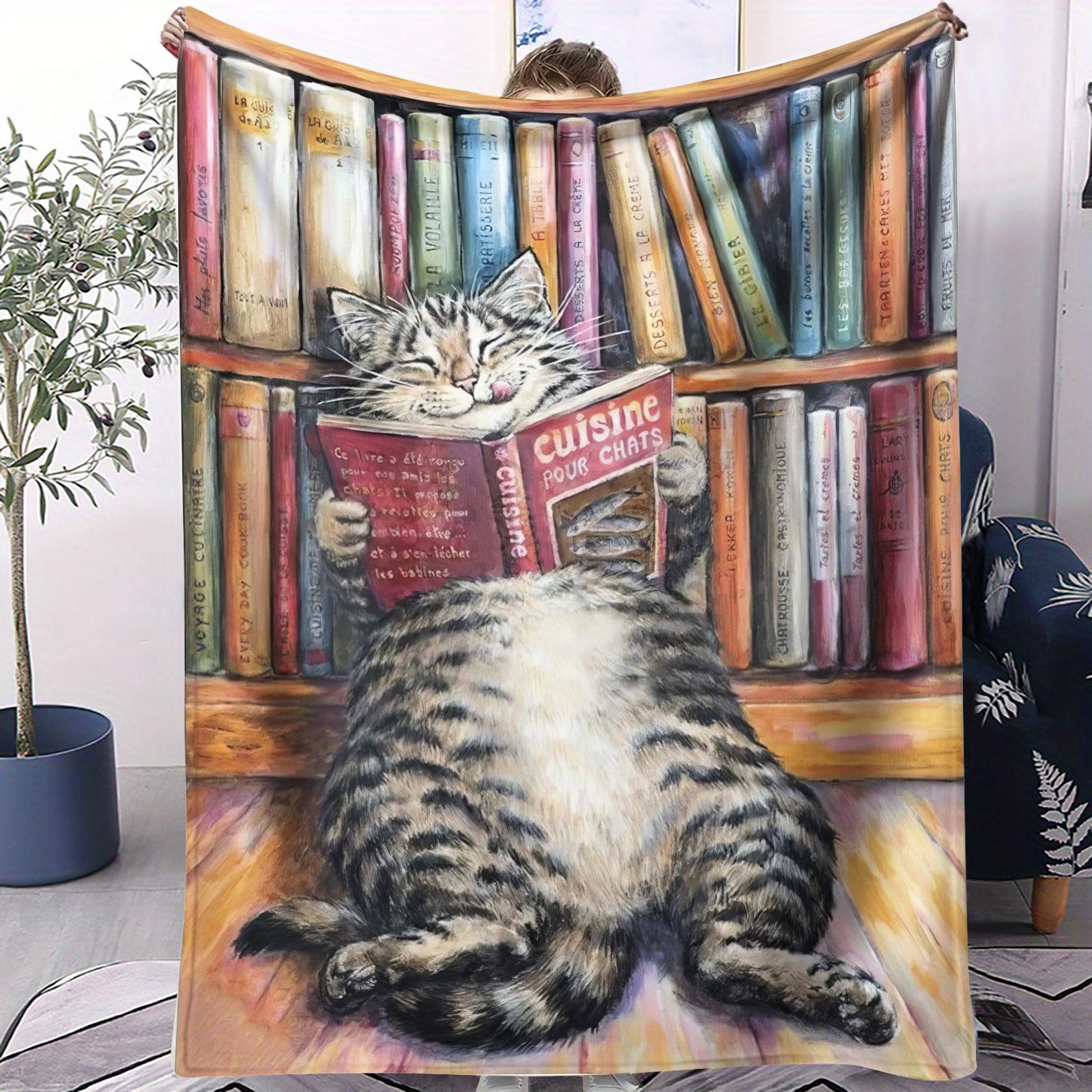 Book Reading Pattern Blanket, Suitable for All Seasons, Suitable for Beds, Sofas, Cars, Room Decorations, and Gifts, Suitable for Children and Adults