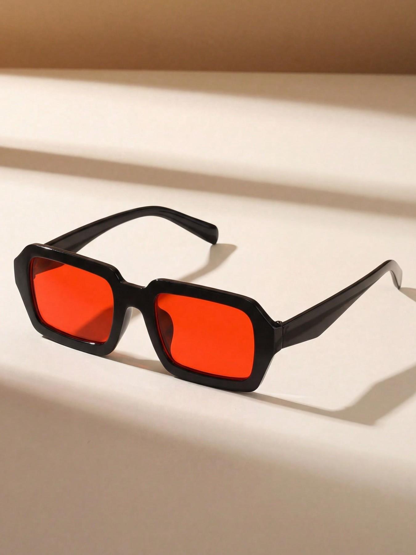 Neutral Rectangular Fashion Glasses, Elegant Simple Design, Perfect for Family Outing, Travel, Festivals, Driving, Beach, Music Festivals