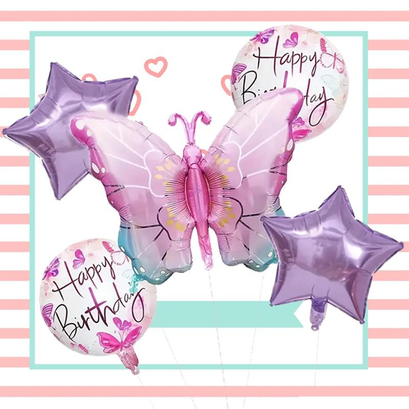 Dreamy Butterfly Star Foil Balloons, Assorted Styles Kit for Wedding, Birthday, Holiday Events, Backdrop Decor