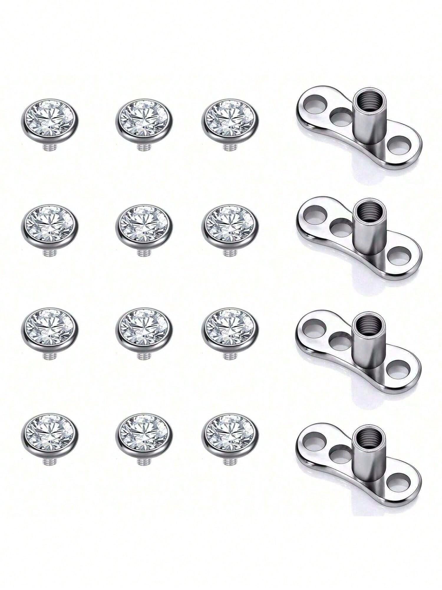 16-Piece Punk Body Piercing Set, Stainless Steel Hypoallergenic Crystal Jewelry, Unisex Daily Wear, Perfect Gift for Holidays