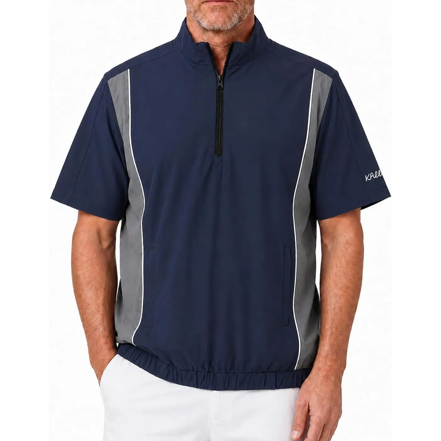 Kallspin Mens Short Sleeve Golf Windbreaker Cage Jacket Quarter Zip Pullover Lightweight Waterproof Athletic Top with Pockets