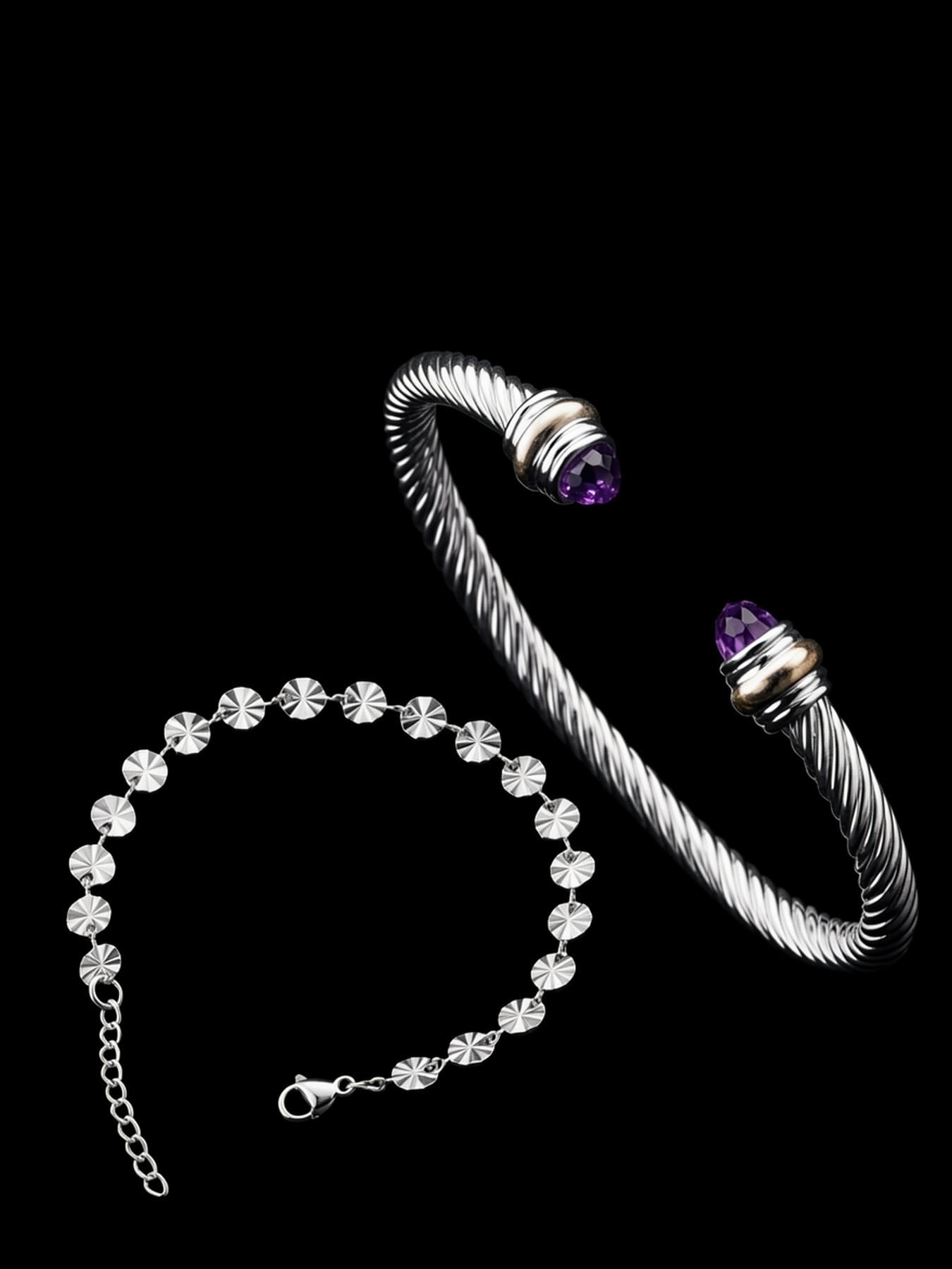 18k Embroidered Bracelet, Diamond-encrusted Twisted Bracelet, Adjustable Bracelet, Versatile Punk, Fashionable, Simple, Luxury Accessory # Jewelry / Stainless Steel / Colorfast / Hypoallergenic / Couple / Festival / Party / Ideal Gift