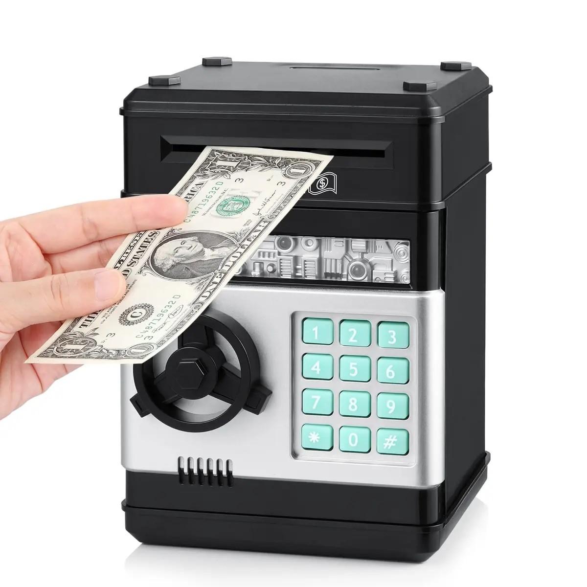 Adult & Kids Electronic Atm Piggy Bank, Password Lock & Auto Cash Slot, Large Capacity, Fits All Us Coins, Coin Storage, Secure Savings Solution, Cash Saving Box