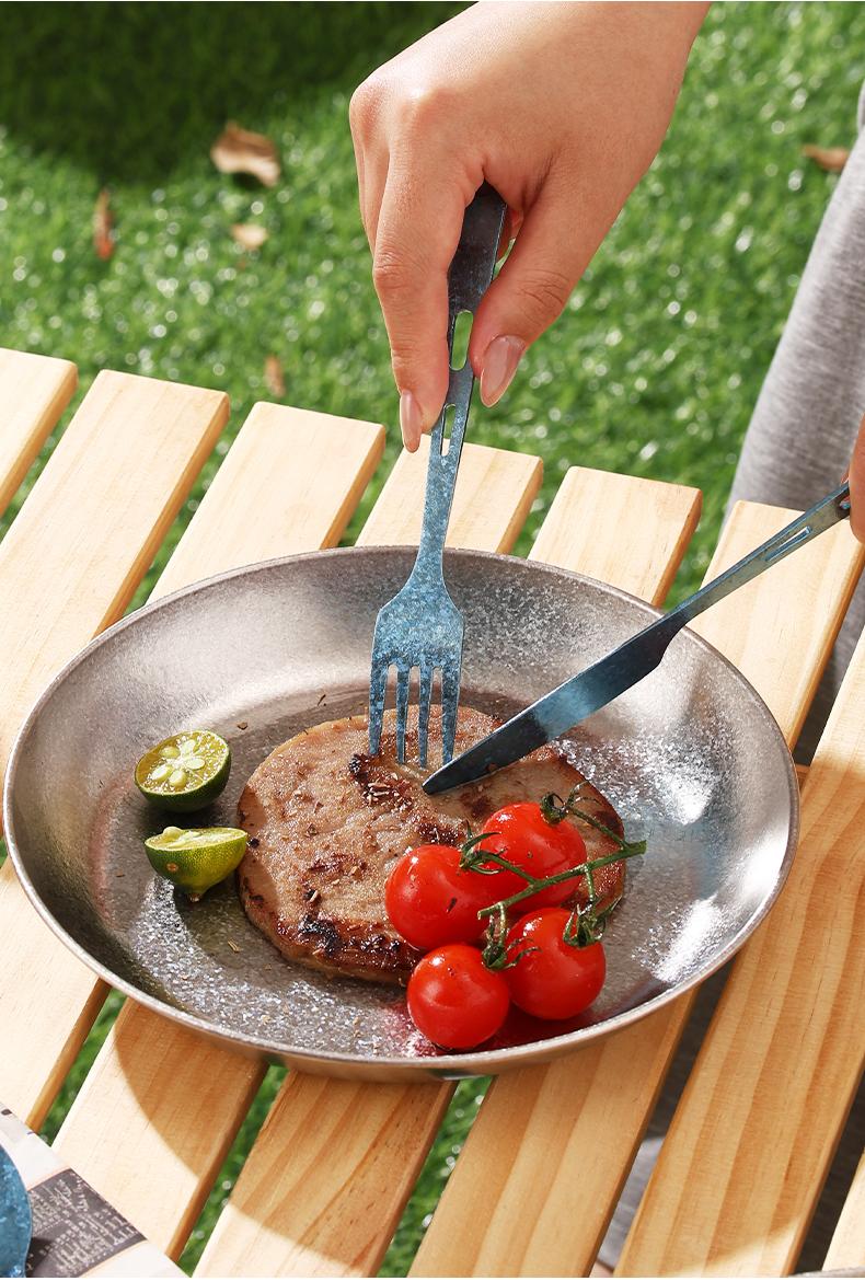 MUTTI Monet Dinner Knife,Fork,And Spoon set Portable three piece set pure titanium tableware Cutlery