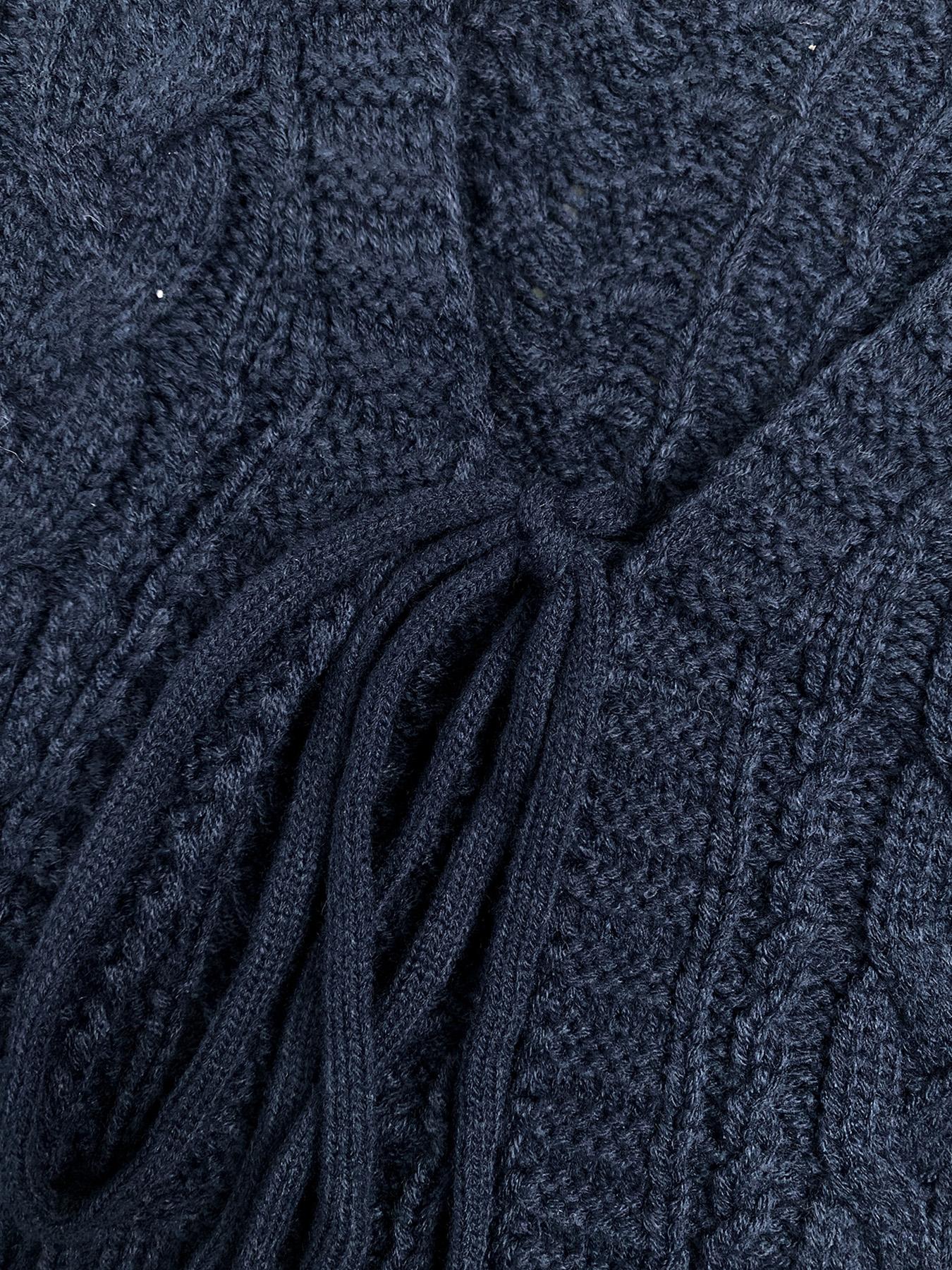 Women's Solid Drop Shoulder Long Sleeve Cardigan, Lady Knitting Tops, Minimalist Tie Front Knitwear With V Neck For Fall & Winter