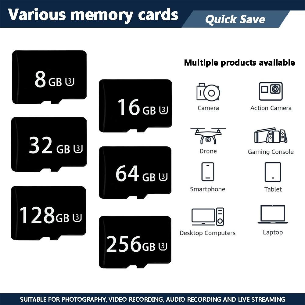 High-Speed Micro SD Memory Cards, MicroSDXC Card - 8GB, 16GB, 32GB,64GB, 128GB, 256GB，4K UHD,Up-to 160 MB/s, Tablets/Cameras/MobilePhones/Laptops/PCs/Car Stereos/Gaming Consoles/AudioDevices Safely store your files!