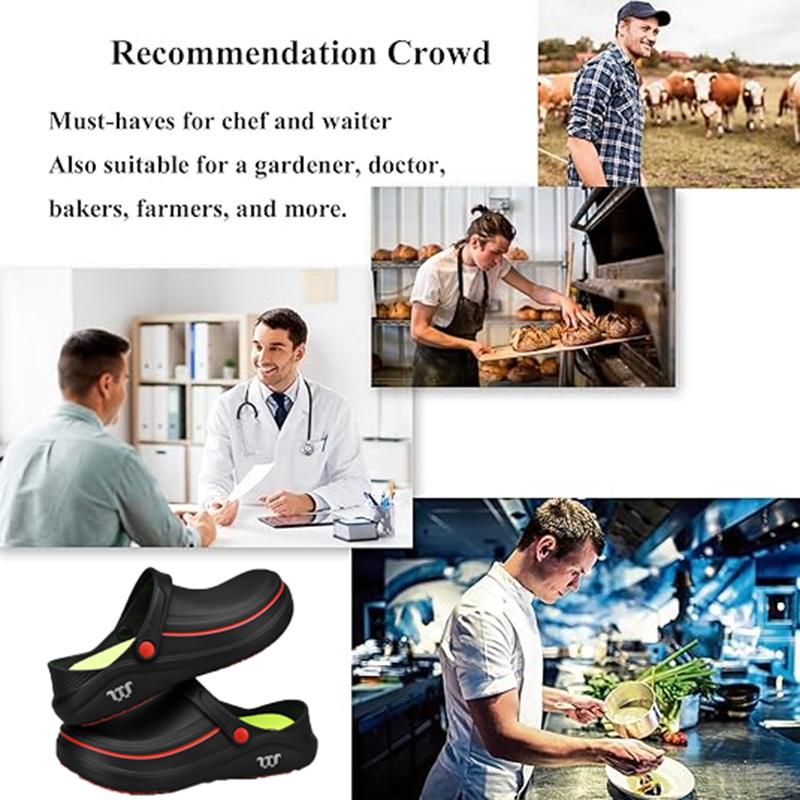 Unisex YYT1 Mule - Round Toe Workwear Shoes, EVA Upper, Slip-On, Waterproof, Anti-Stain Resistant, Comfortable, Affordable, Suitable for Nursing & Catering Work, Black Beach & Chef Shoes