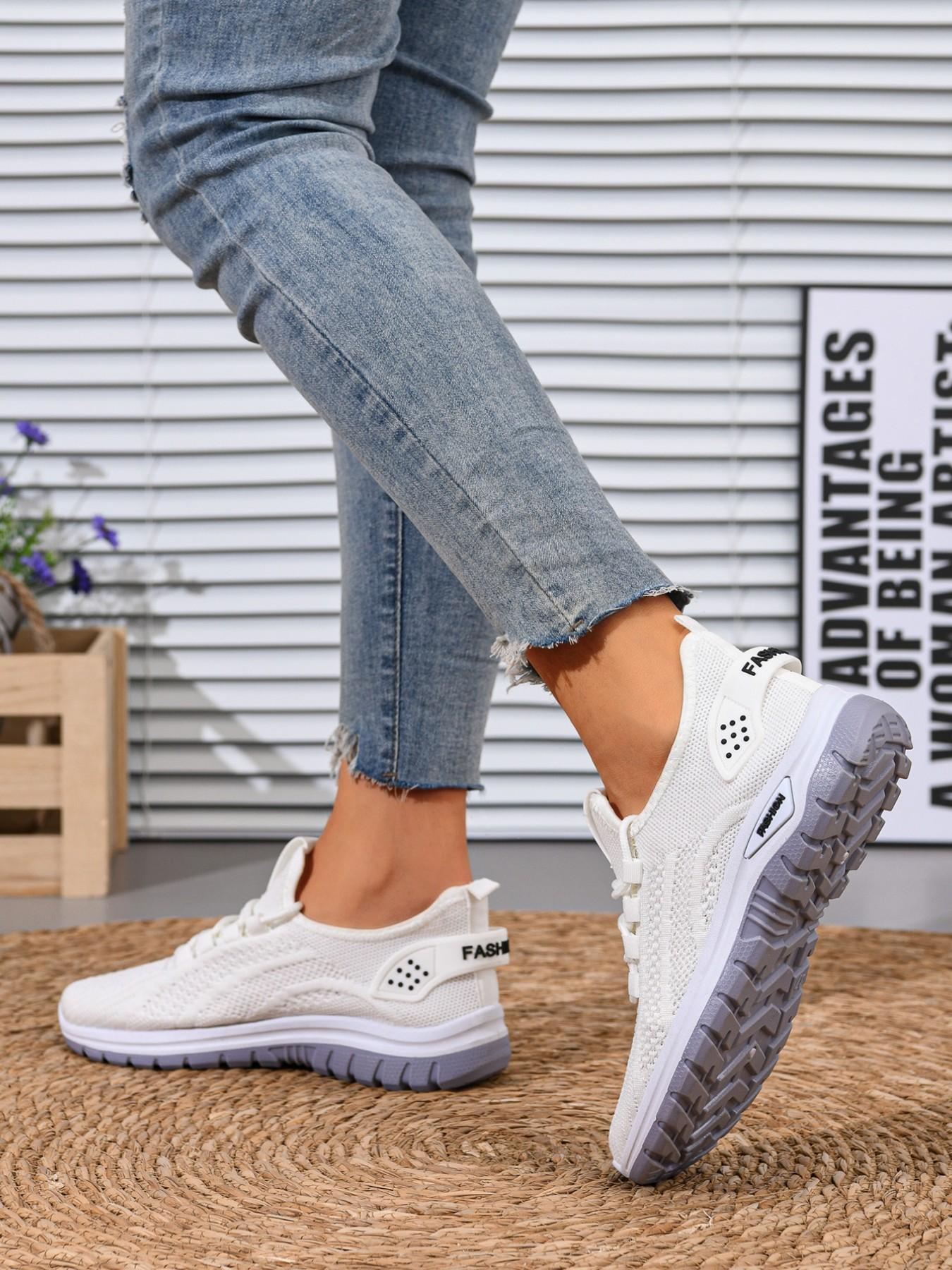 Women's Fashion Slip-On Walking Shoes, Lightweight Flyknit Upper, Casual Daily Wear, All Seasons, Textile Material, PVC Sole