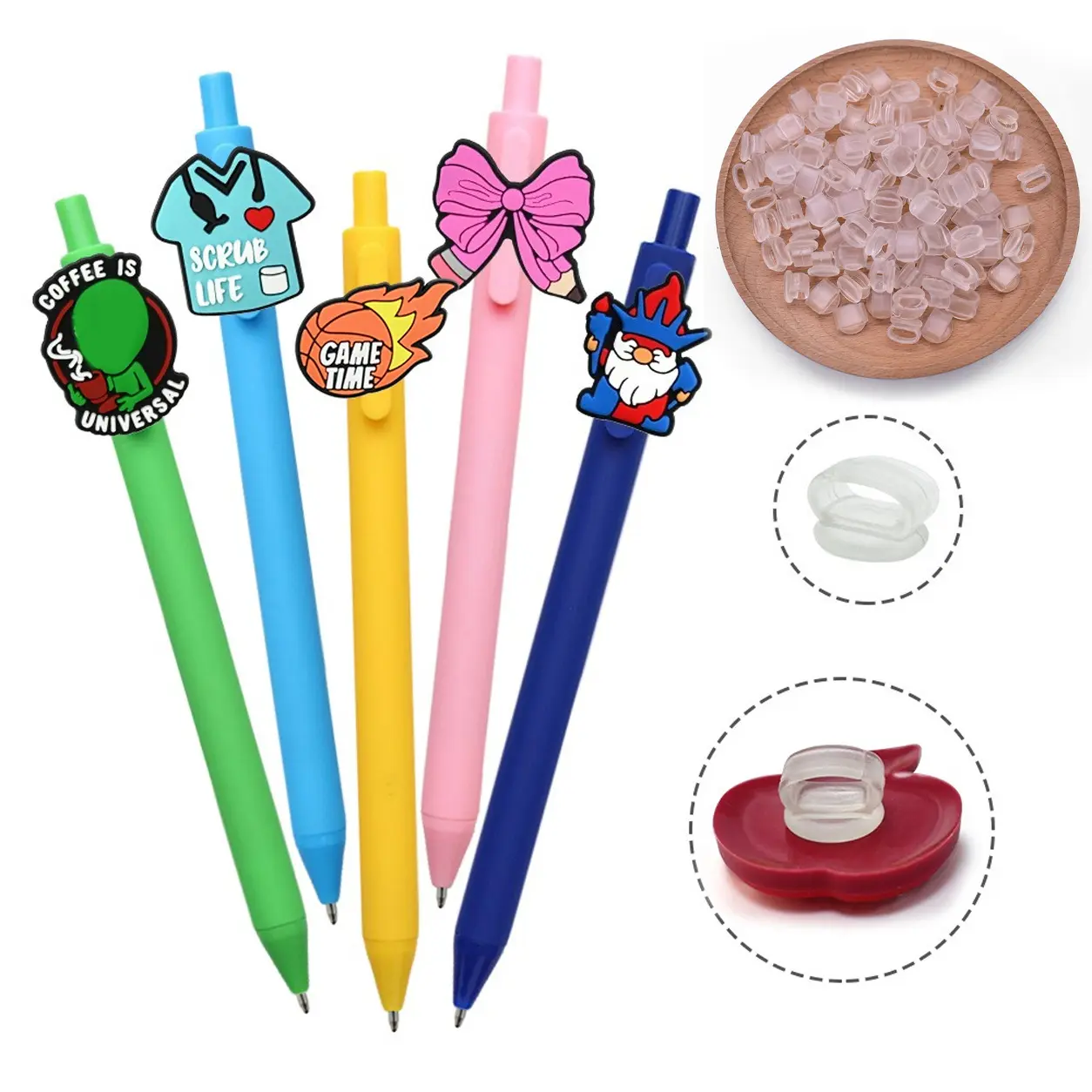250PCS Acrylic Pen Clips, DIY Beadable Pen Charm Holders, Flatback Attachment Accessories for Crafting Supplies (Toys & Hobbies, Beading & Jewelry Making)