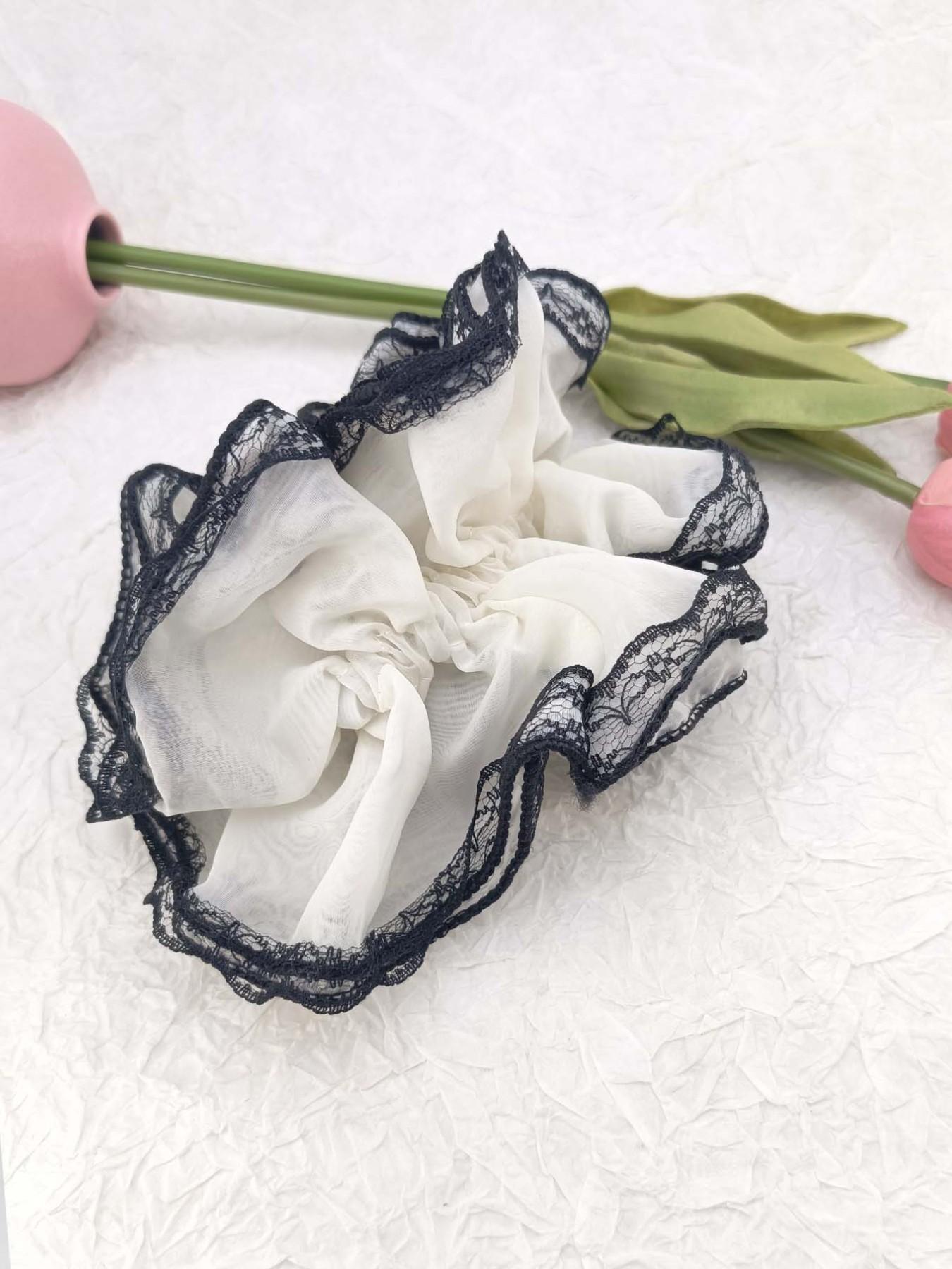 1PC Elegant Lace Edged Mesh Hair Tie, Double Layered Design, Perfect for Dates, Parties, and Events, Sexy and Chic Accessory