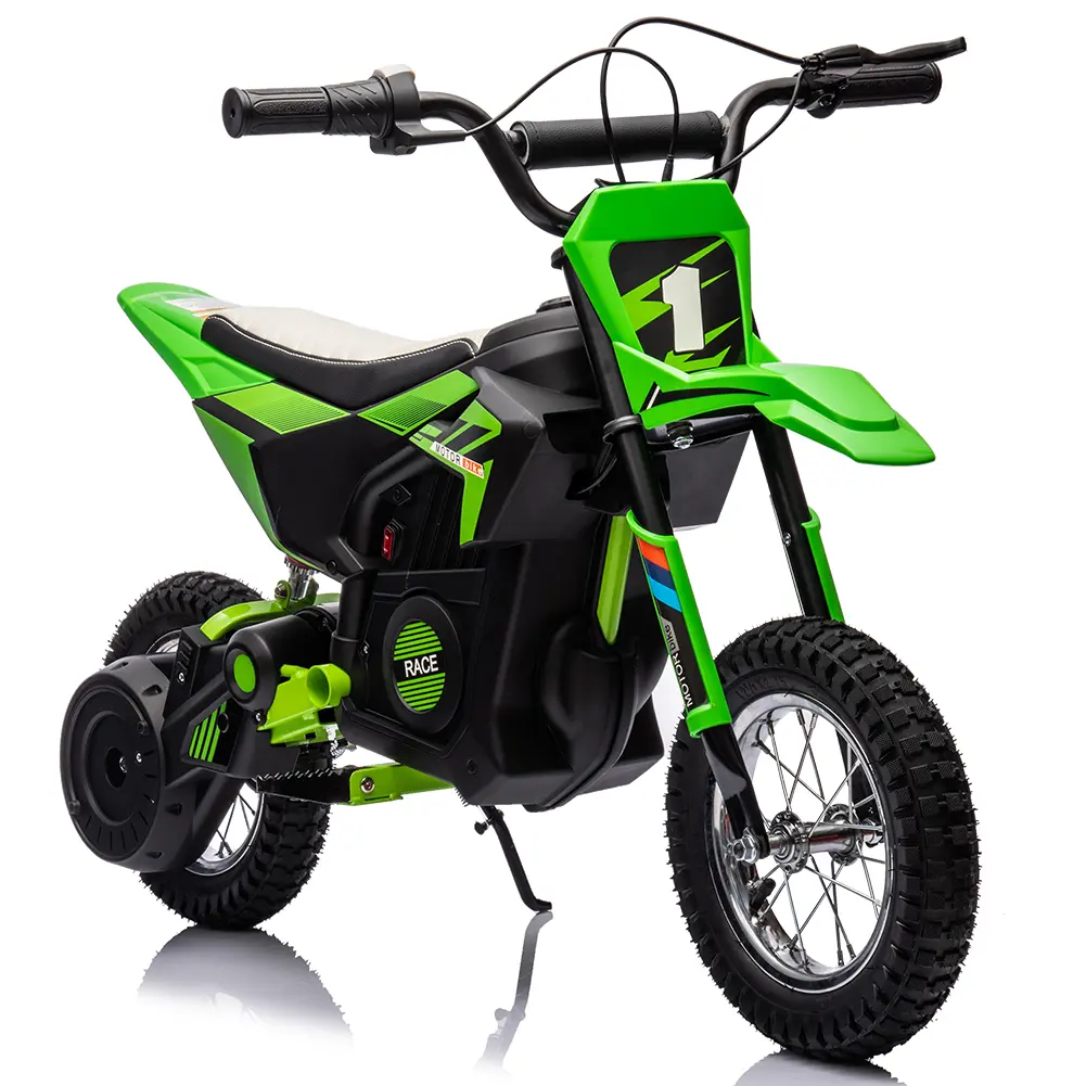 24V Electric Off-Road Motorcycle – 250W Motor, 13.6 MPH Max Speed, Leather Seat, Metal Suspension & Air-Filled Tires for Kids & Teens