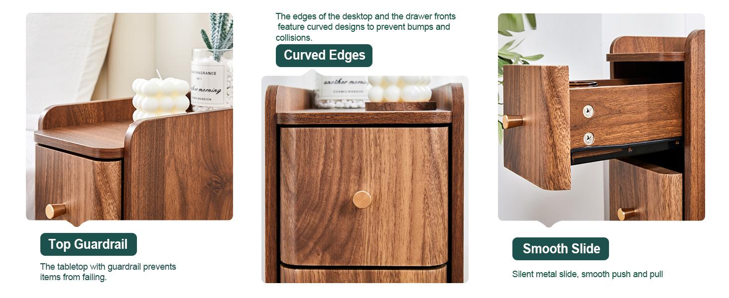 Giratree Mid-Century Modern Nightstand with 2 Drawers, Narrow Vintage Wooden End Table with Open Storage, Wooden Bedside Table Compact Organizer for Bedroom or Living Room Giratree Mid-Century Modern Nightstand with 2 Drawers, Narrow Vintage Wooden End Table with Open Storage, Wooden Bedside Table Compact Organizer for Bedroom or Living Room