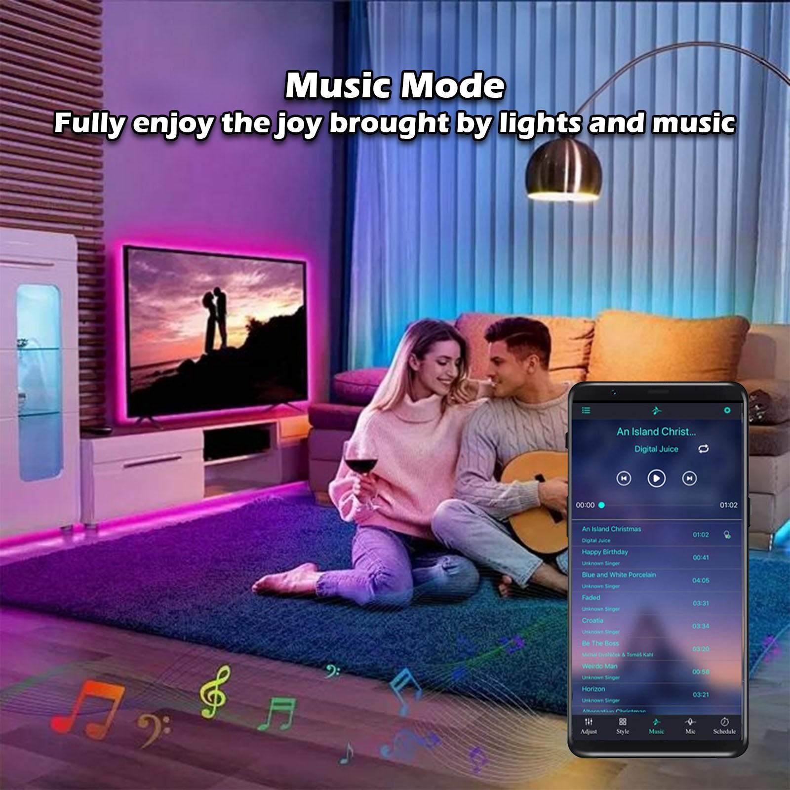 39.37-1574.8 Feet LED Smart Light Strip, APP or Remote Control with 44 Key Remote, Adjustable Color and Brightness, Light Dimmable for Home Decor