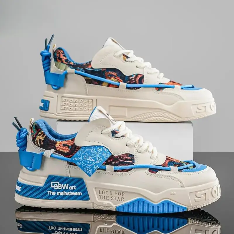 (New) Men's Cartoon Graffiti Skate Shoes, Casual Skateboarding Shoes, Casual Thick Sole Sneakers, Soft Bottom, All-Season, Stylish, Streetwear Shoes, Perfect Gift, Skater Shoes, Trending Shoes.