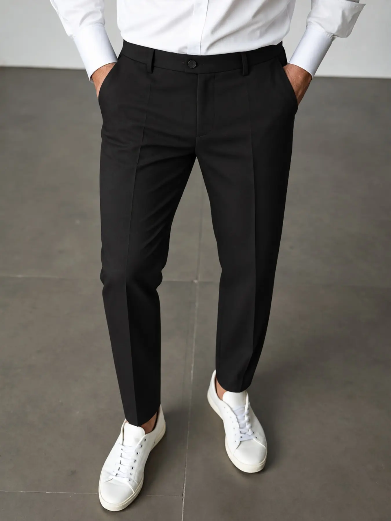 Men's Black Suit Separates Trousers - Tapered Fit Dress Pants - Classic Office Formal Wear Essential Business Attire