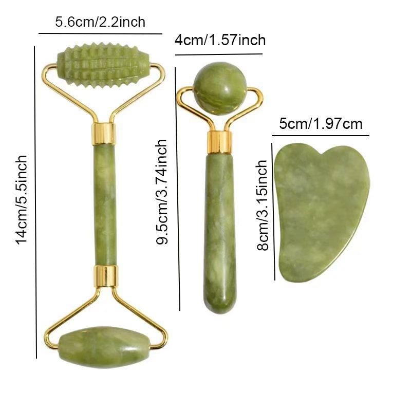 Natural Jade Roller Massager Beauty Tool Self Care Tools Skin Care Tools Facial Care Tools for Face Body Back Foot Massage Roller Facial Liftting Anti-wrinkle Double-end Gua Sha Jade Stone