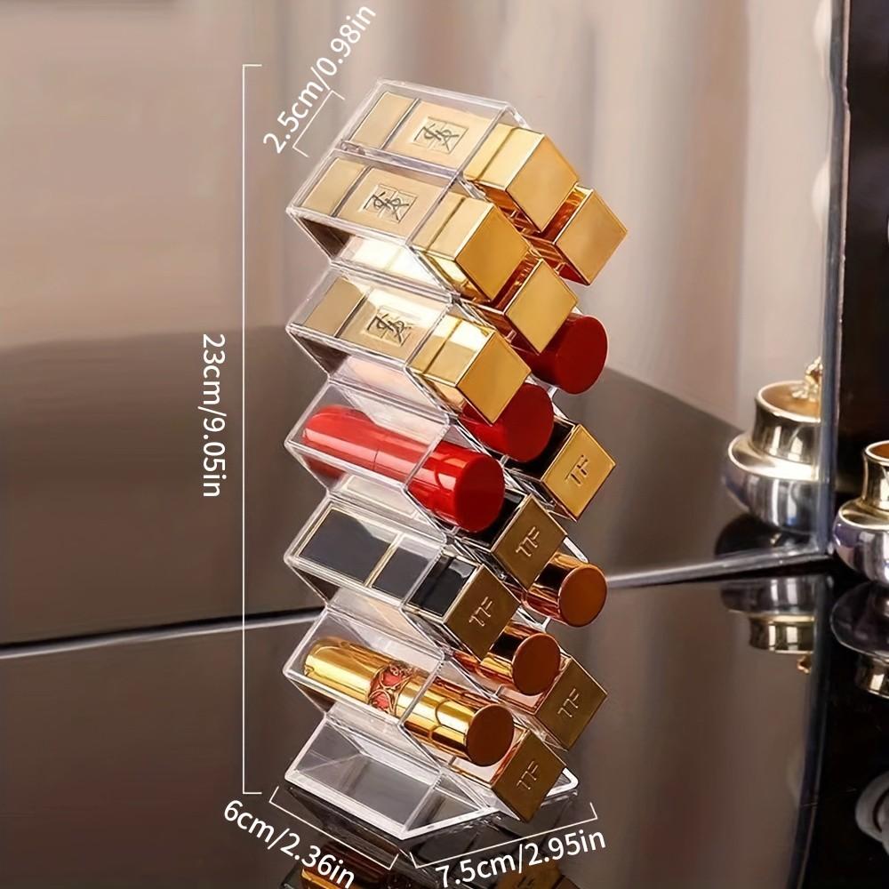 Lipstick Organizer Box, Large Capacity Layered Storage Rack, Makeup Vanity Shelf, Trendy Lipstick Display Stand, Desktop Organizer, Clear Acrylic Organizer