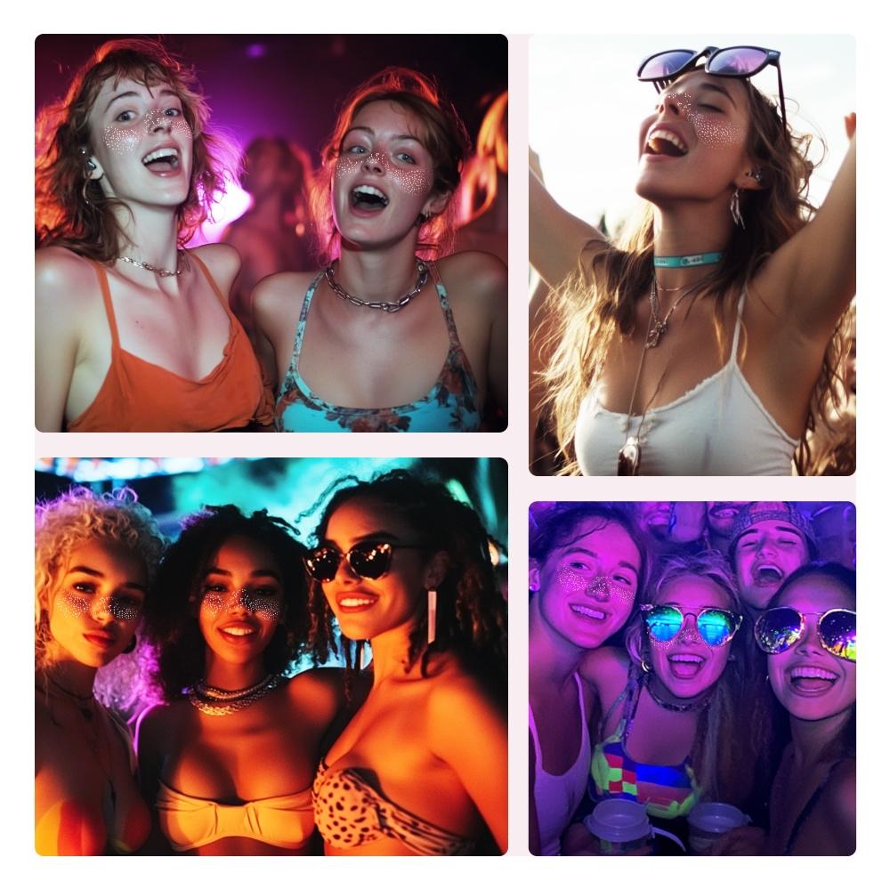 Glitter Makeup Stickers, 6 Counts/set Waterproof Makeup Glitter Patches, Face Glitter Makeup Stickers, Makeup Accessories for Women & Girls, Cosmetic, Glam Pack Glitter