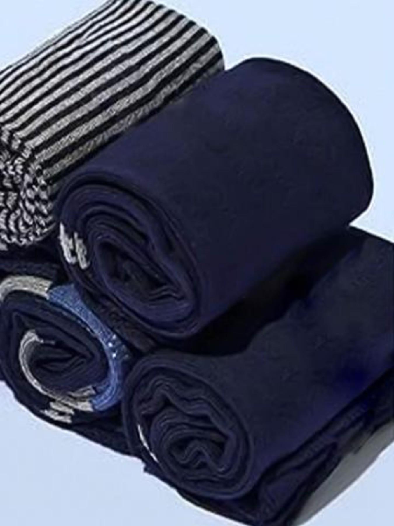 5 Pairs Men's High-Cut Solid Socks, Business Style Premium Sports Socks, Long Cuff Checkered Socks, Comfortable Breathable All-Season Socks