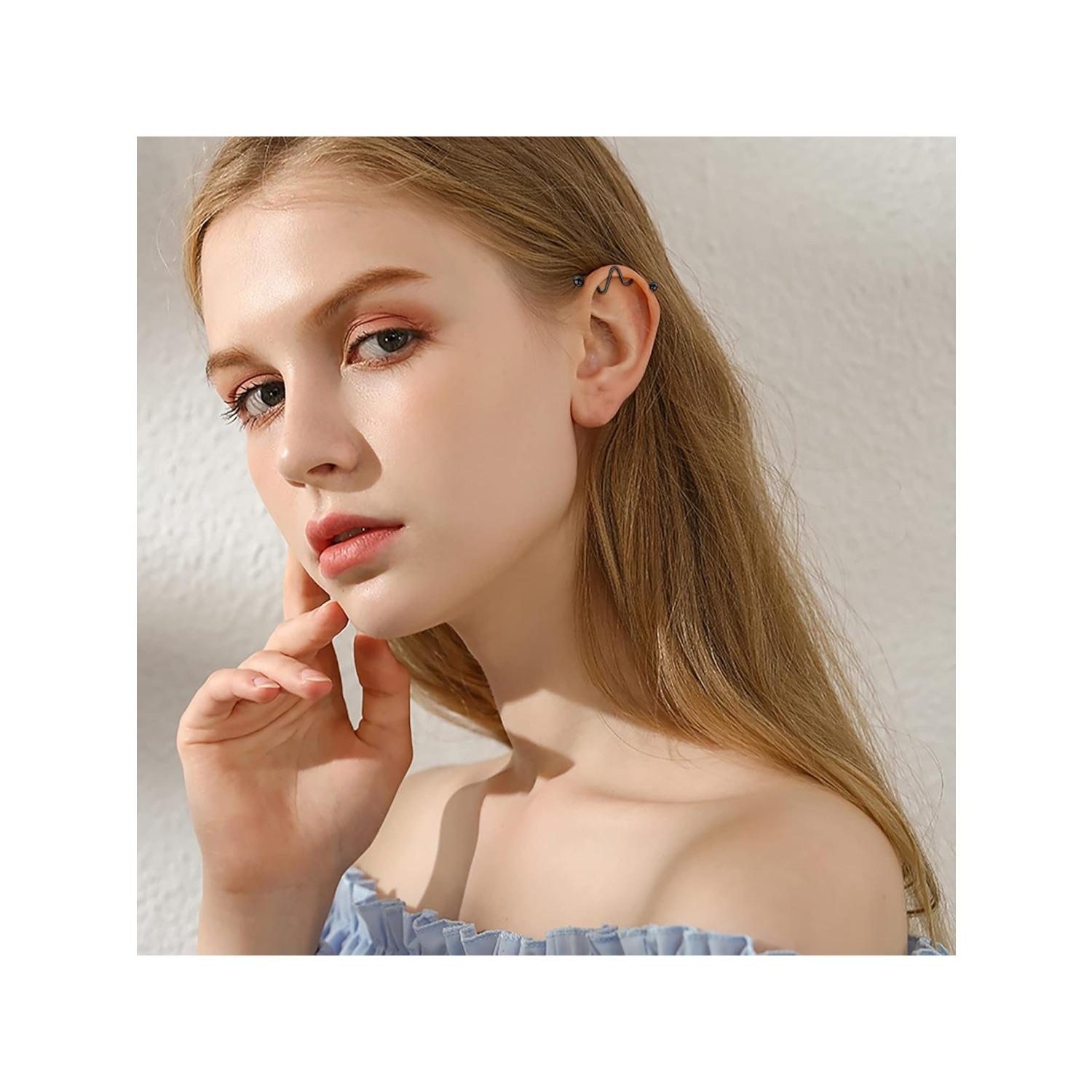 8Pcs 14G Industrial Barbell Earrings Stainless Steel Cartilage Earrings Industrial Body Piercing Jewelry for Women Men