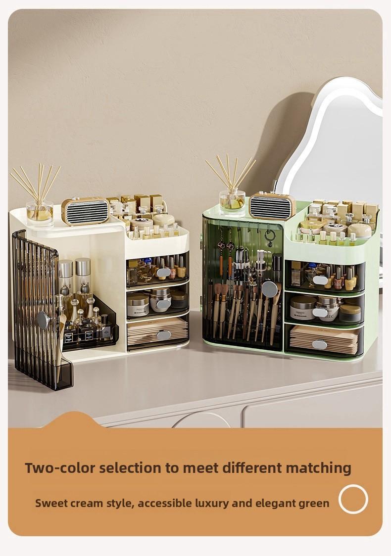 Light Luxury PP+PET Material, Cosmetic Dustproof Storage Rack, Multifunctional Transparent Lipstick and Skincare Display Rack, Large Capacity Face Mask Cosmetic Organizer Box