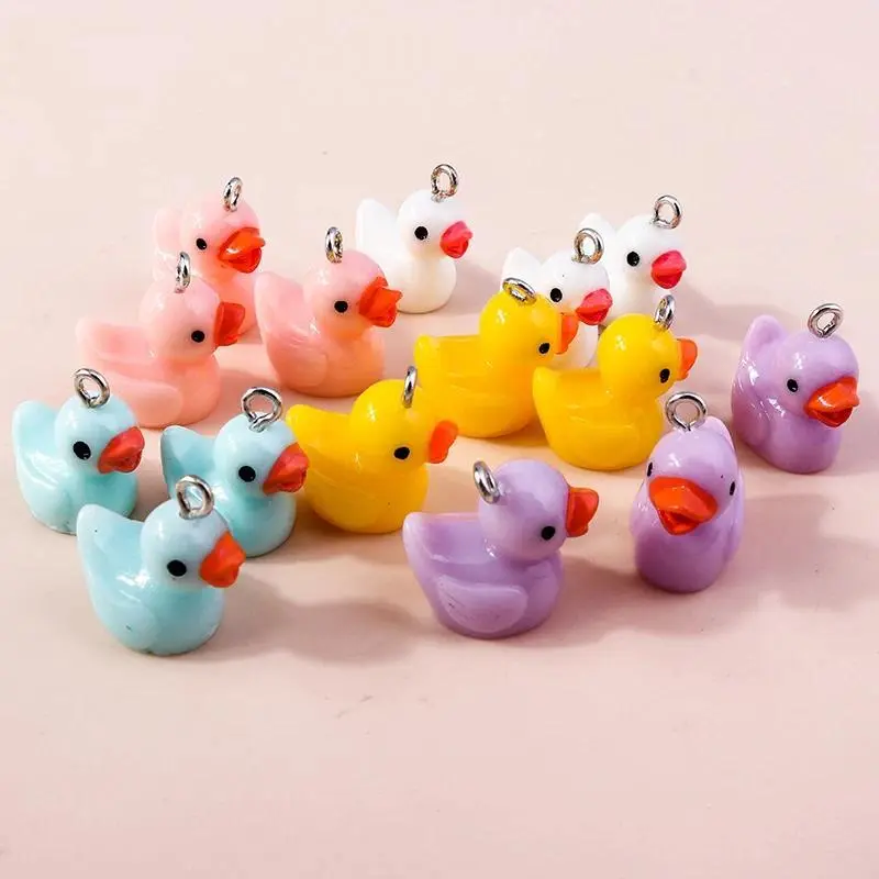 20pcs Cartoon Animal Charms Colorful Resin Duck Charms Pendants for Jewelry Making Drop Earrings Necklaces DIY Crafts Supplies