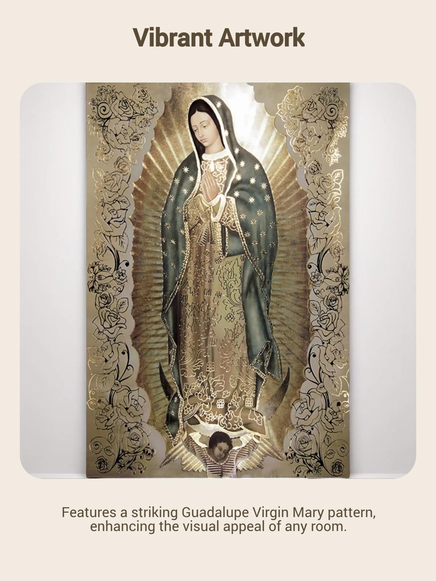 Guadalupe Virgin Mary Pattern Unframed Painting, Wall Art Canvas Printing, Wall Decor for Home Living Room Bedroom, Religious Decoration