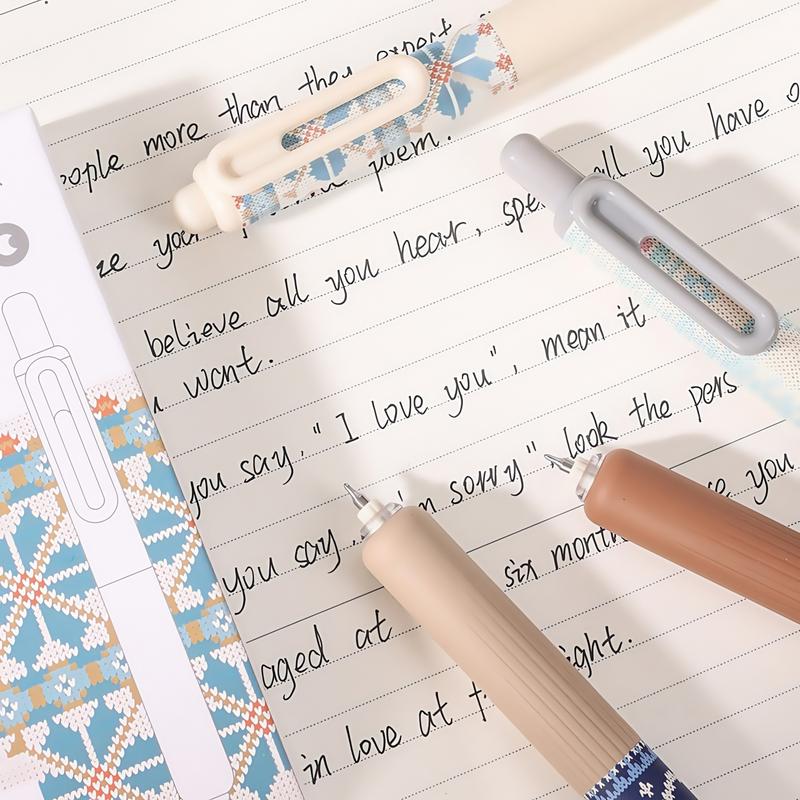 Retractable Ballpoint Pen, 6 Counts/set Colorful Smooth Writing Pen, Comfort Grip Fashionable Elegant Pen for School Office Examination, Ballpen Set, Color Marker Set, Colored Pens Set, Set With Pen