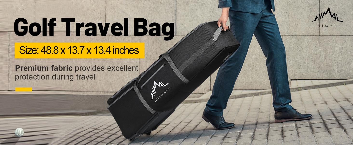 GoHimal Golf Travel Bag with Wheels, 1200D Heavy Duty Oxford Fabric Golf Travel Case for Airlines