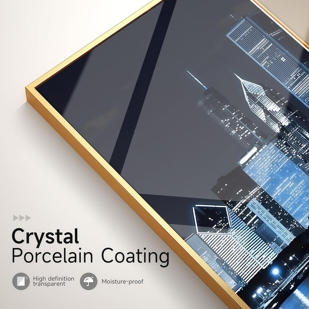 3 Count Aluminum Alloy Frame Canvas， City Night Skyline Fashion Poster， Modern Living Room Decoration， Light Luxury Family Art， Suitable For Bedroom， Corridor And Office Wall Decor， Gift