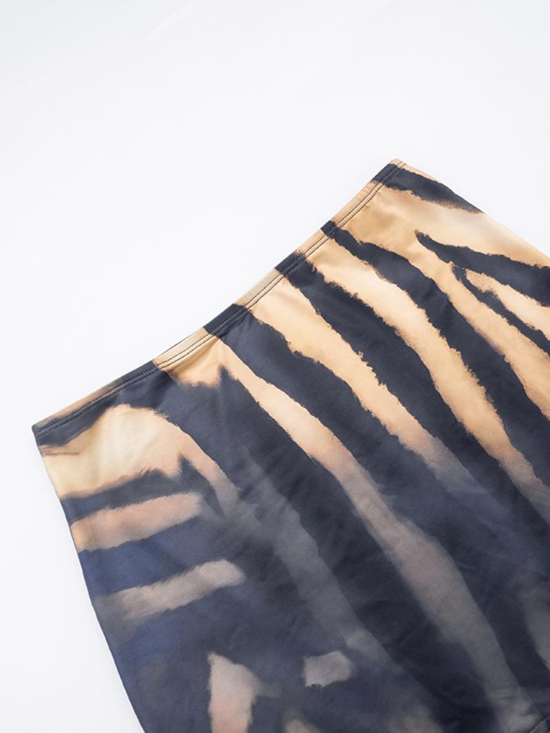 Women's Fashion Animal Print Shawl Top + Trendy Short Skirt Set, Spring & Fall Lightweight Comfortable Casual Wear, Perfect for Daily Home Outdoor