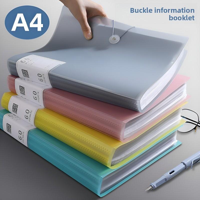 A4 60 Pockets Clear Document Folder, Multi-layer Page Flip File Organizer Large Capacity Portfolio Book for Office School