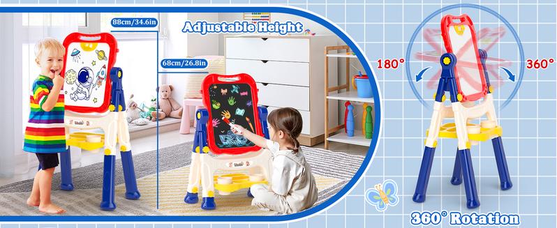 【New Easel】Easel for Kids,Toddler Toys for Ages 2-4, Double-Sided Magnetic Kids Art Easel for 2 Year Old Boy Birthday Gift,Toys for 3 Year Old Boy Dry Erase Boards,Drawing Boadrs for 2 3 4 5 Years Old Girl Gift