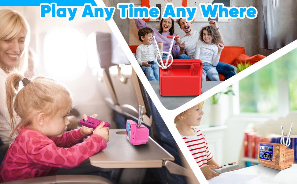 E-MODS GAMING Handheld Game Console Built in 308 Video Game Mini TV for Kids Party Favors 3.0 Inch Screen Retro Game Console Support Two-Player Gamepad Birthday Gift for Children/Adult