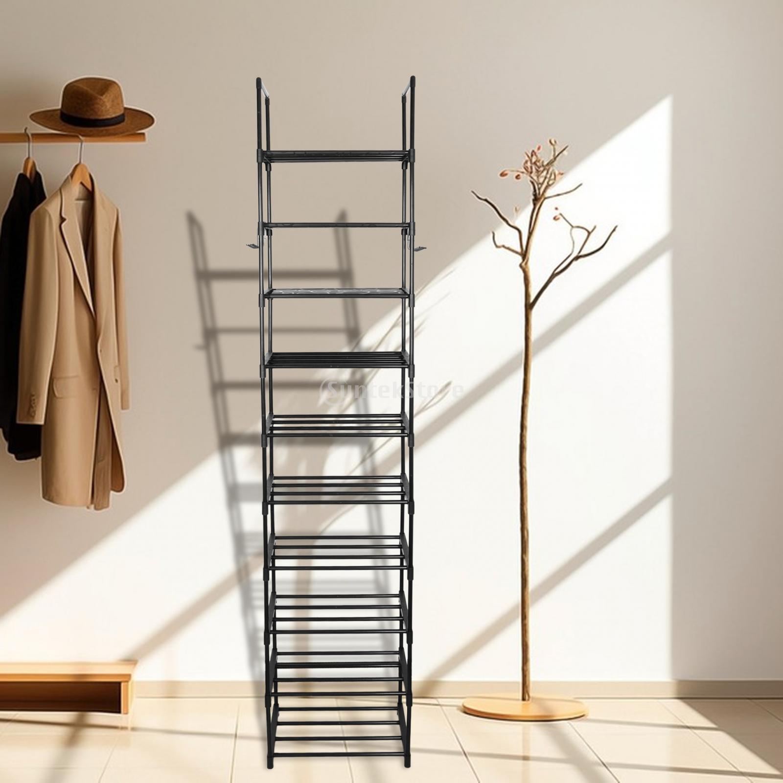 10-Tiers Shoe Rack for Cloest, Tall Shoe Organizer for Entryway Bedroom Hallway, Shoe Storage Large Capacity for 20-24 Pairs of Shoes and Boots, Narrow Metal Shoe Shelf with Hooks ,New Year Gift, Waterproof 10-Tiers Shoe Rack for Cloest, Tall Shoe Organizer for Entryway Bedroom Hallway, Shoe Storage Large Capacity for 20-24 Pairs of Shoes and Boots, Narrow Metal Shoe Shelf with Hooks ,New Year Gift, Waterproof
