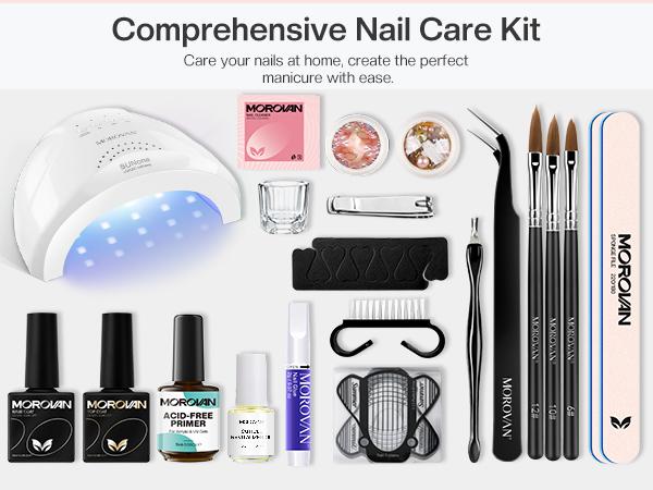MOROVAN Acrylic Nail Kit with Everything: Professional Nails Kit Acrylic Set with U V Lamp Acrylic Nail Set with Glitter Acrylic Powder Complete Starter Kit for Acrylic Nails Beginner Kit