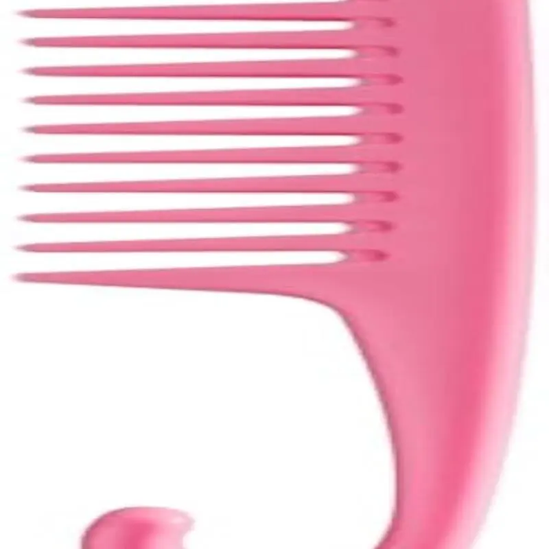 Wide Tooth Comb Shower Comb With Hook, Pink | Good for Curly Hair Wet Dry, Premium Tangle Free Combs