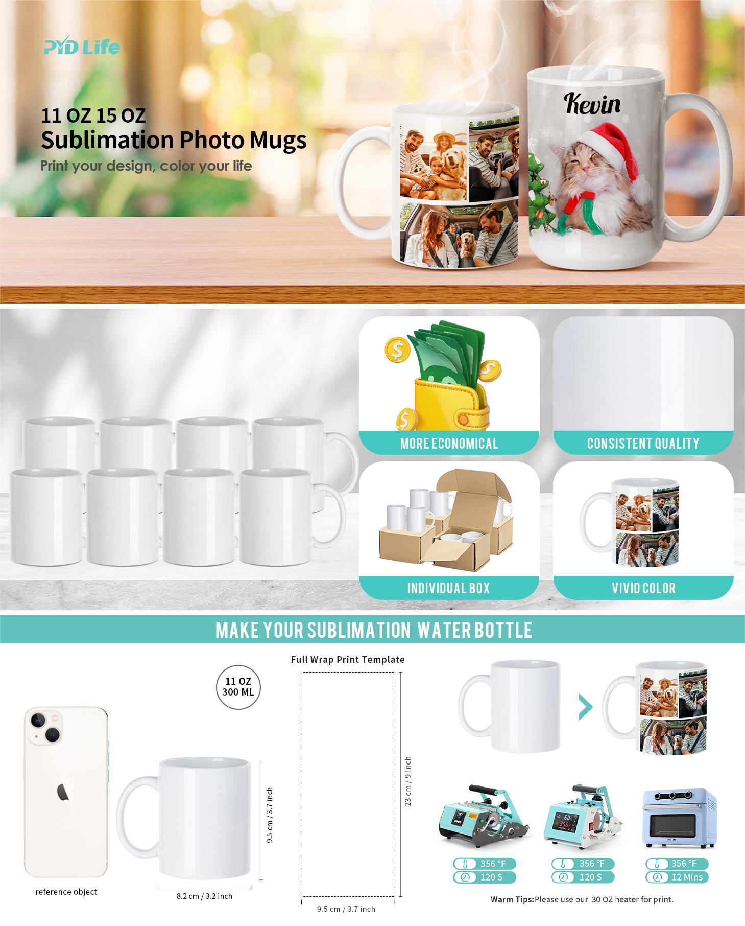 8 Pack & 36 Pack Sublimation Mugs Blanks 11 OZ Coffee Mugs Ceramic Photo Cups Bulk