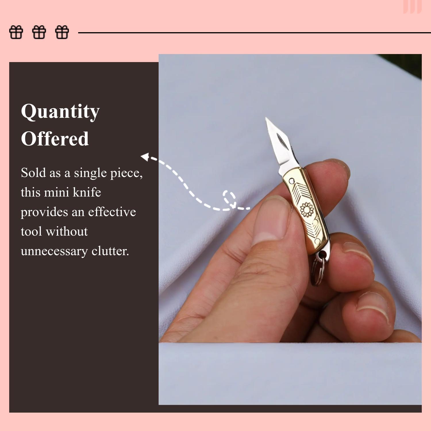 Mini Copper Folding Knife Keychain, Portable Pocket Knife, Compact Design, Perfect Gift for Fishing, Edc, Daily Use, Folding Pocket Knives