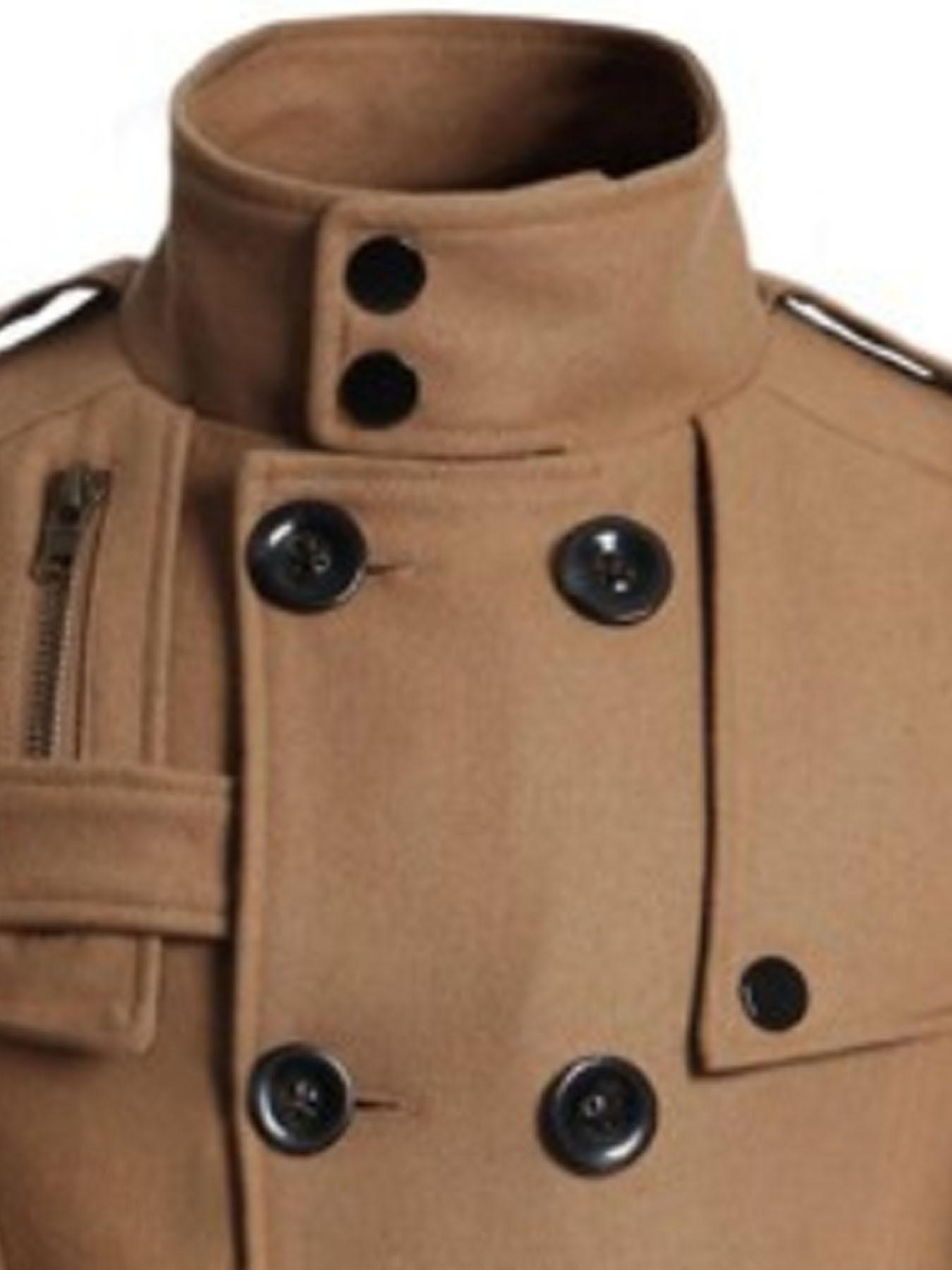 1PC Winter Men's Windbreaker Jacket with a Large Collar - Korean Style Fashion, Thick and Warm, Fashionable Standing Collar Double-Buttoned Coat Jacket, Suitable for Daily Commuting and Formal Occasions