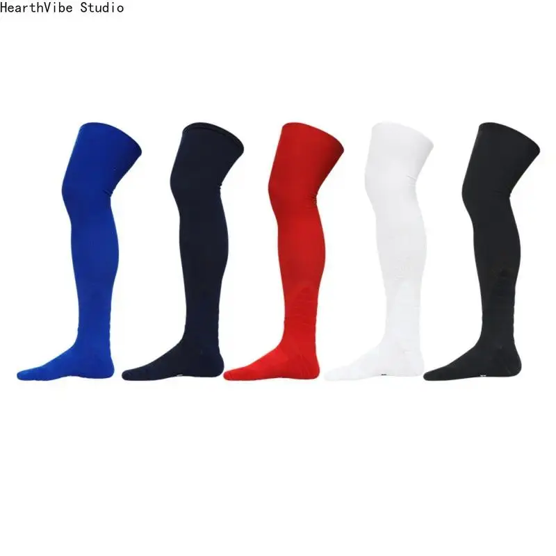 Men's Sports Tubesocks - Long Tube Knit Nylon-Spandex, Sweat Absorbent, Moisture-Wicking, Anti-Slip Grip, Twist-Resist Band, Over-Knee Defense, Solid Colors, Machine Wash Compatible for Multi-Sports