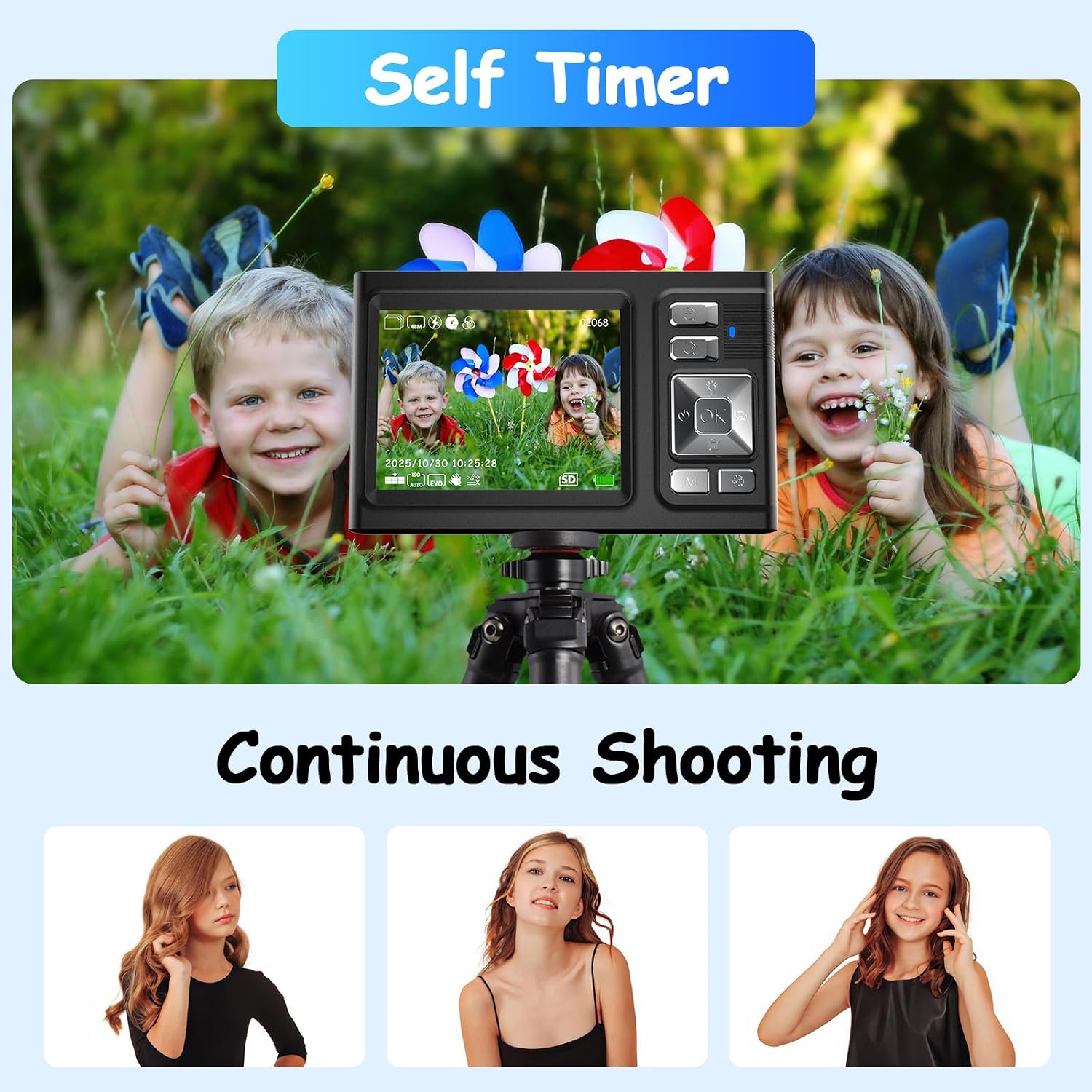 4K Digital Camera for Photography with Autofocus, 48MP Vlogging Camera for YouTube, 16X Zoom Retro CCD Style Compact Point and Shoot Camera for Teens, Travel Camara with 32GB Card - Black