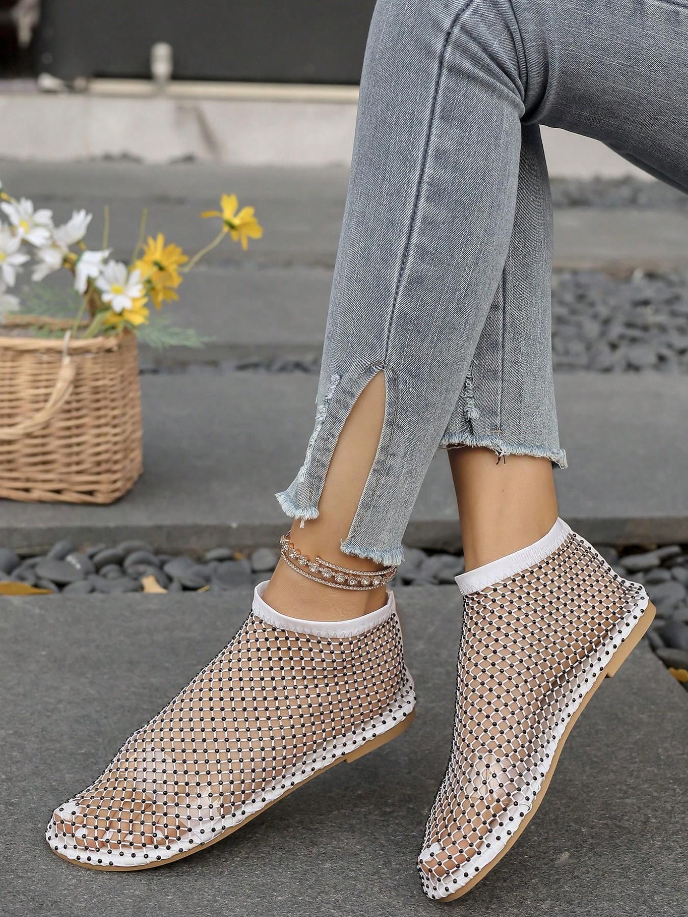 Women's Casual Round Toe Ballet Flats, Breathable Mesh Low Top Shoes, Spring & Fall Textile Upper, Comfortable Rubber Sole