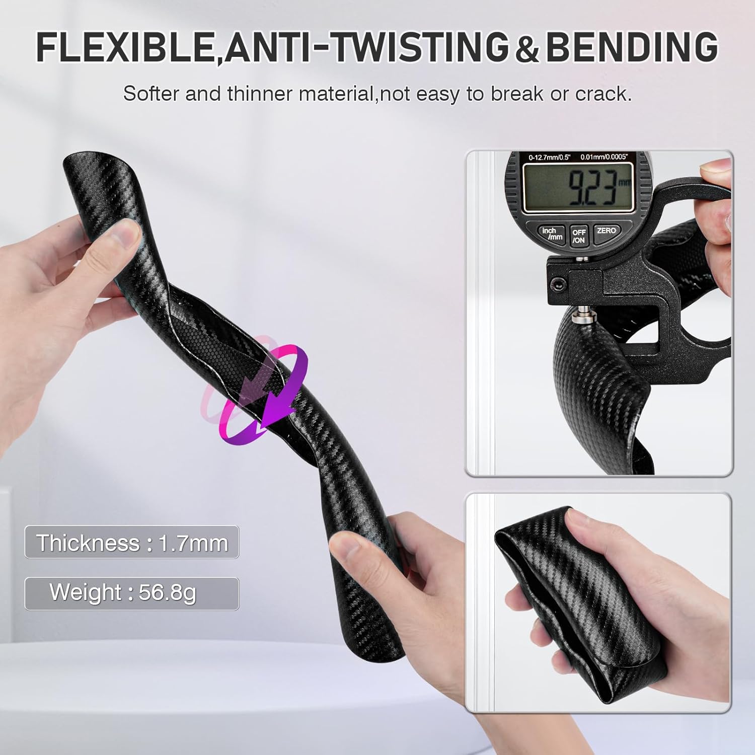 Canvcle 3 Piece Carbon Fiber Steering Wheel Cover, Car Steering Wheel Cover for Men/Women, Anti-Slip, Comfortable Grip, Durable, Universal for 99% Car Interior Accessories Canvcle 3 Piece Carbon Fiber Steering Wheel Cover, Car Steering Wheel Cover for Men/Women, Anti-Slip, Comfortable Grip, Durable, Universal for 99% Car Interior Accessories