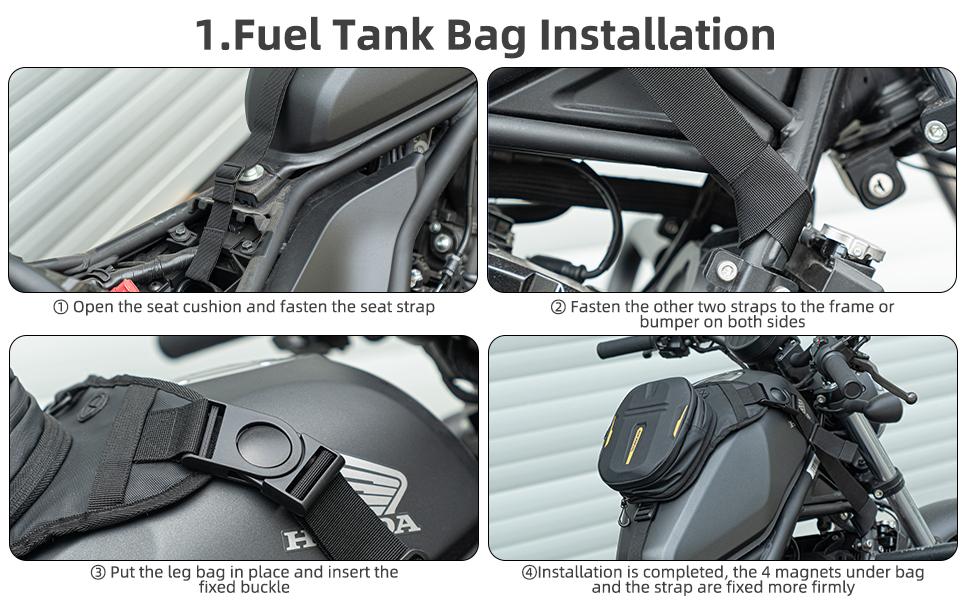 ROCKBROS Hard Shell Drop Leg Bag Motorcycle Waist Pack Magnetic Motorcycle Tank Bag Thigh Bags for Men Women Muti-functions for Cycling Hiking Running Camping Travel 10L Black