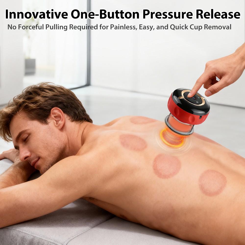 Smart Red Light Cupping Massager with Remote, Electric Heating Gua Sha Tool, 12 Levels Vacuum Suction, 12 Heat Settings, Portable Wireless Massage, Body Relaxation, Gift