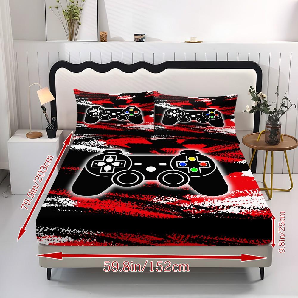 Gaming Controller Bed Sheet Set, High-Quality Fabric, All-Season Lightweight, Trendy Bedroom Linen, Comfortable Sleep, No Padding